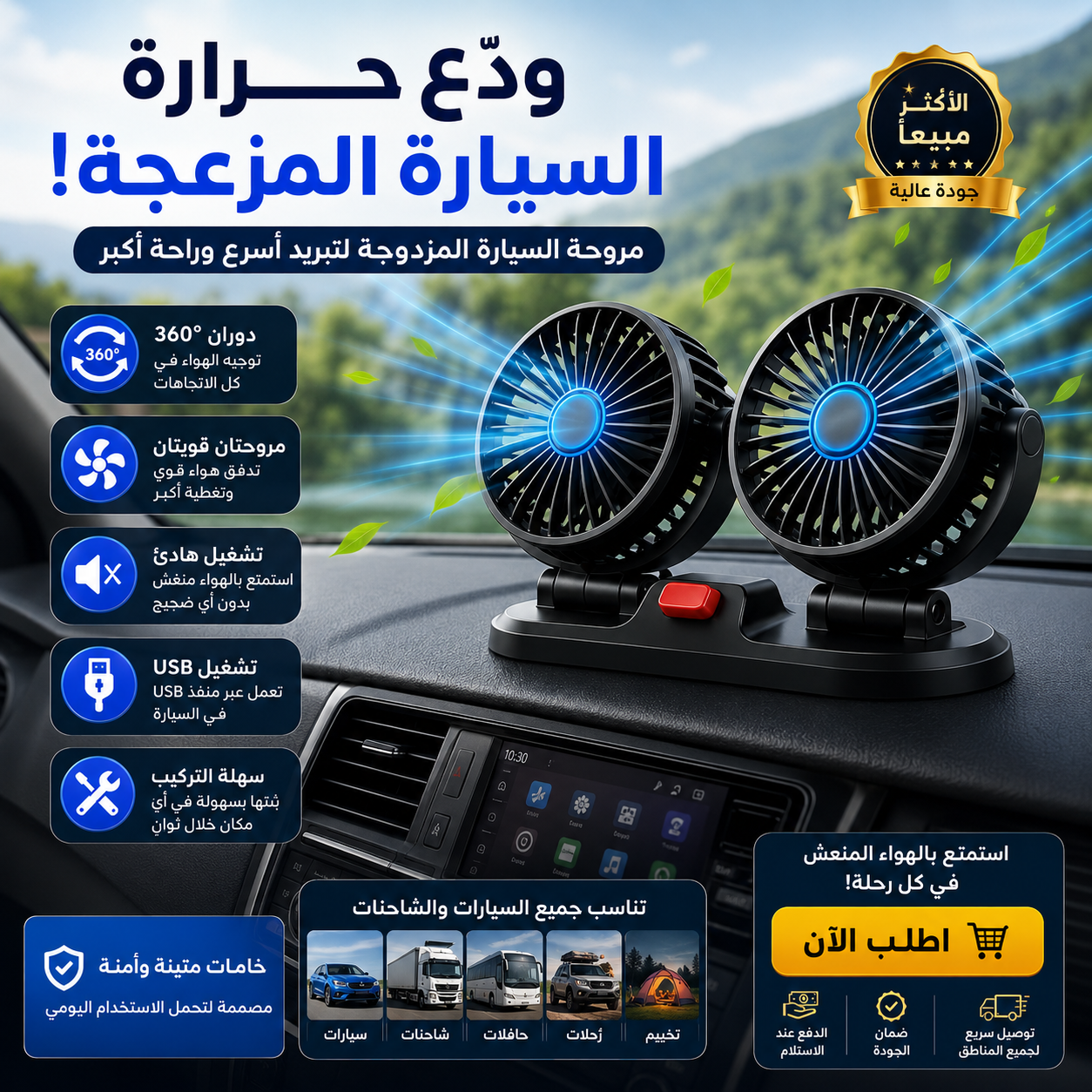 مروحة مزدوجة °360